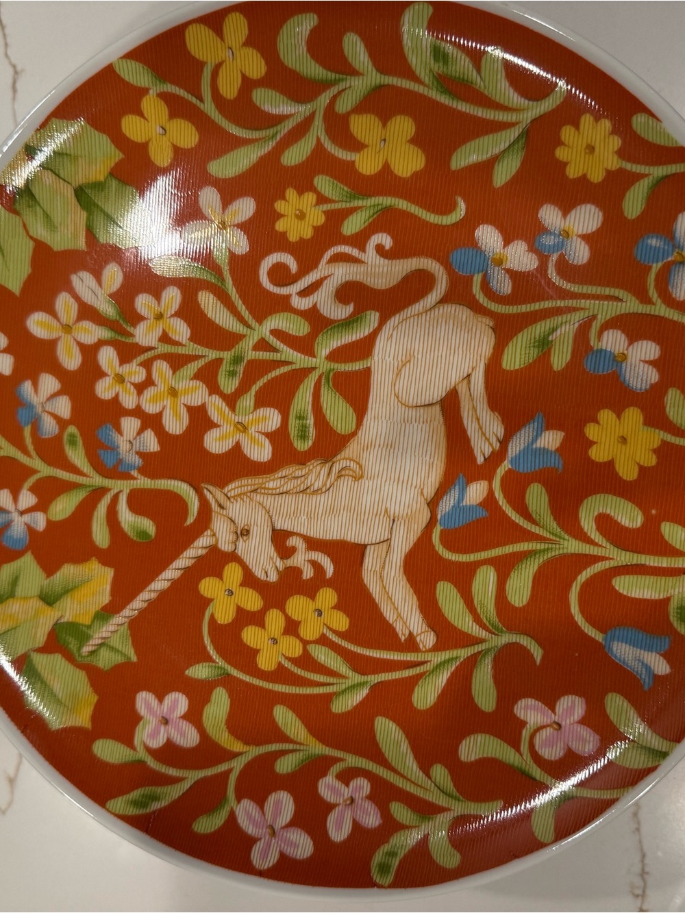 Seymour Mann ceramic cake plate The Hunt of the Unicorn Flemish Tapestry